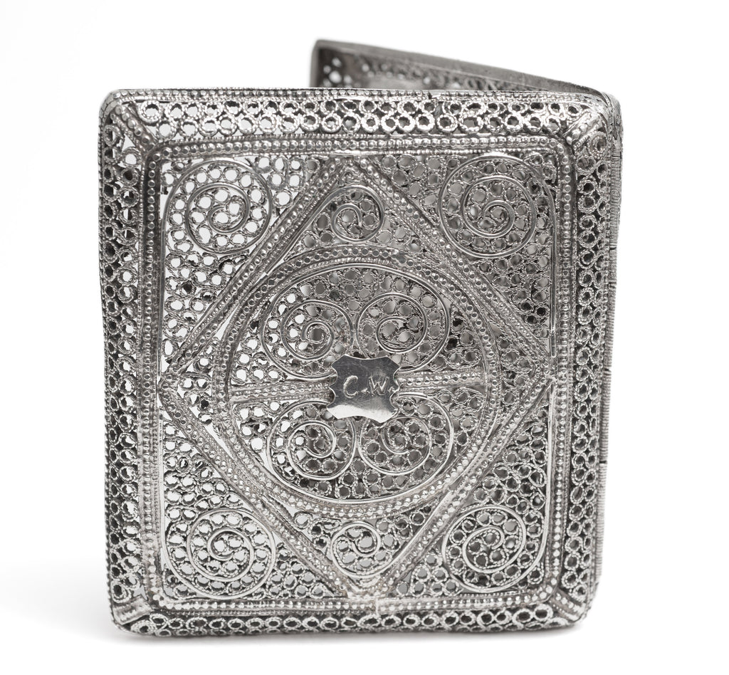 Antique Middle Eastern Hand Made Silver Filigree Wire Cigarette Case c1890 (Code 2221)