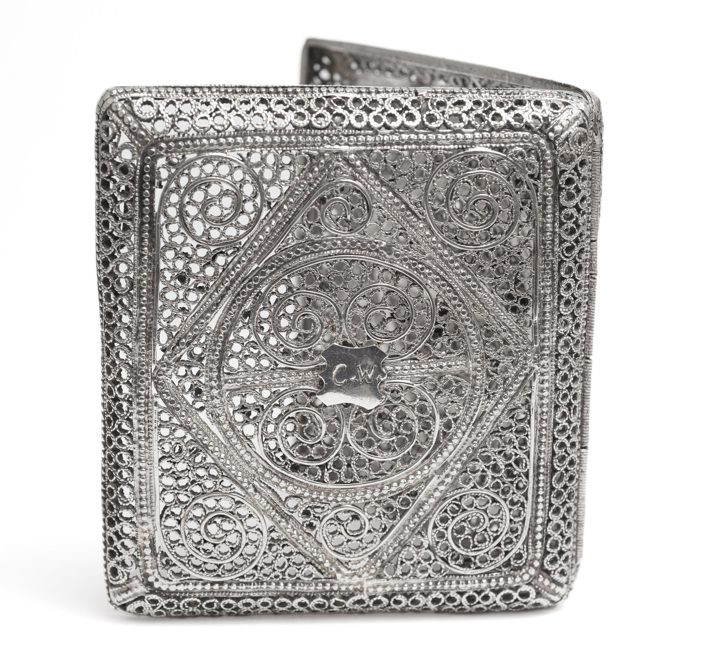 Antique Middle Eastern Hand Made Silver Filigree Wire Cigarette Case c1890 (Code 2221)