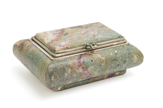 Antique Derbyshire Blue John Veined & Hardstone Jewellery Box c1910 (Code 2224)