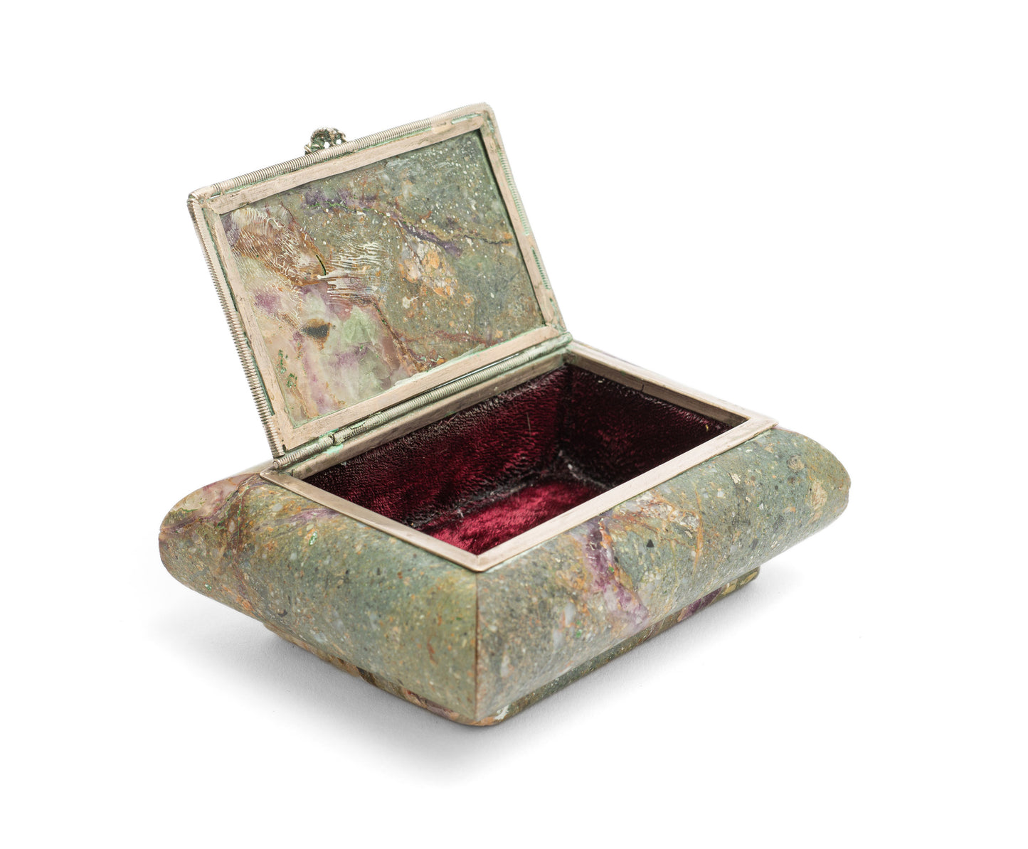 Antique Derbyshire Blue John Veined & Hardstone Jewellery Box c1910 (Code 2224)