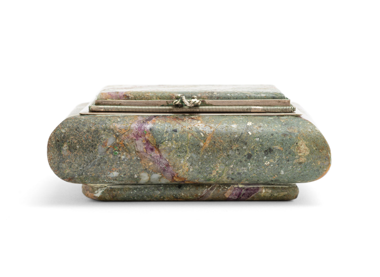 Antique Derbyshire Blue John Veined & Hardstone Jewellery Box c1910 (Code 2224)