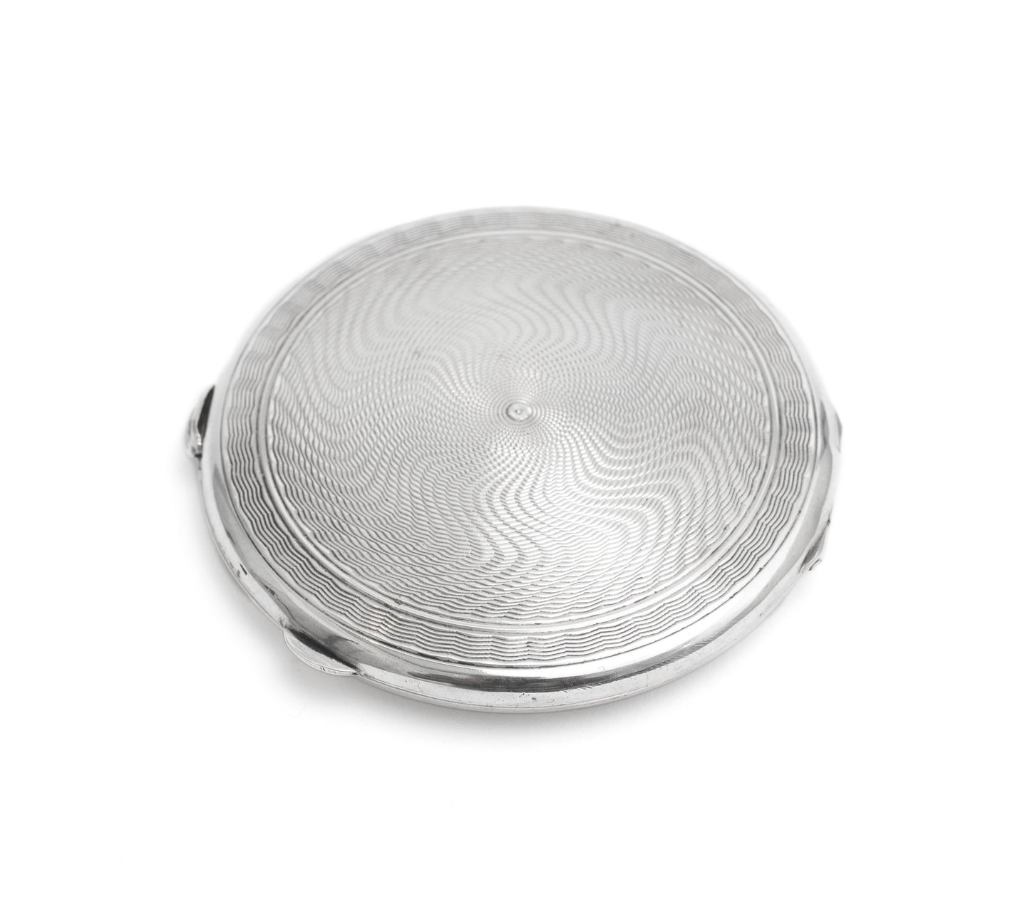 Art Deco Silver Powder Compact - Engine Turned - V Brittain Birmingham 1946 (Code 2228)