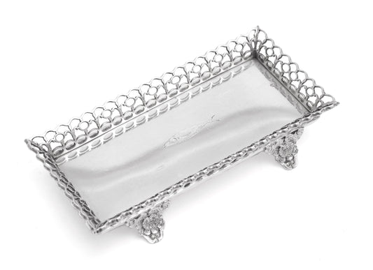 Antique Portuguese Silver Small Gallery Tray with Sardine & Lisbon Mark c1830 (Code 2256)