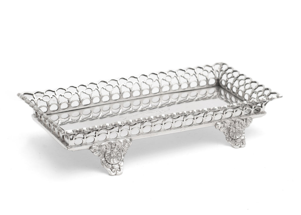 Antique Portuguese Silver Small Gallery Tray with Sardine & Lisbon Mark c1830 (Code 2256)