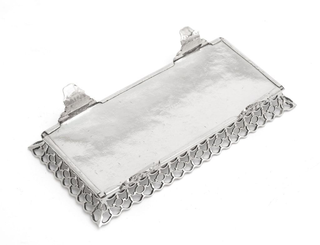 Antique Portuguese Silver Small Gallery Tray with Sardine & Lisbon Mark c1830 (Code 2256)