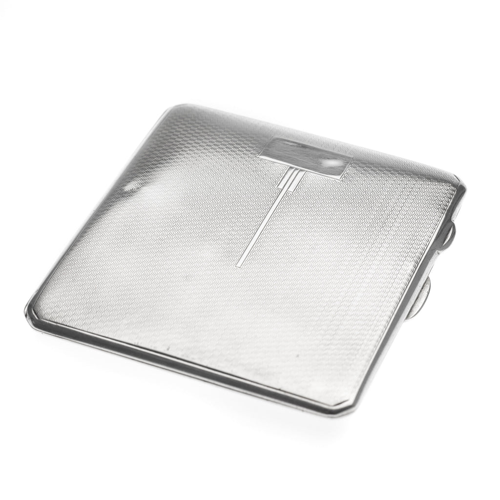 Art Deco Sterling Silver Engine Turned & Geometric Design Cigarette Case 1936 (Code 2289)