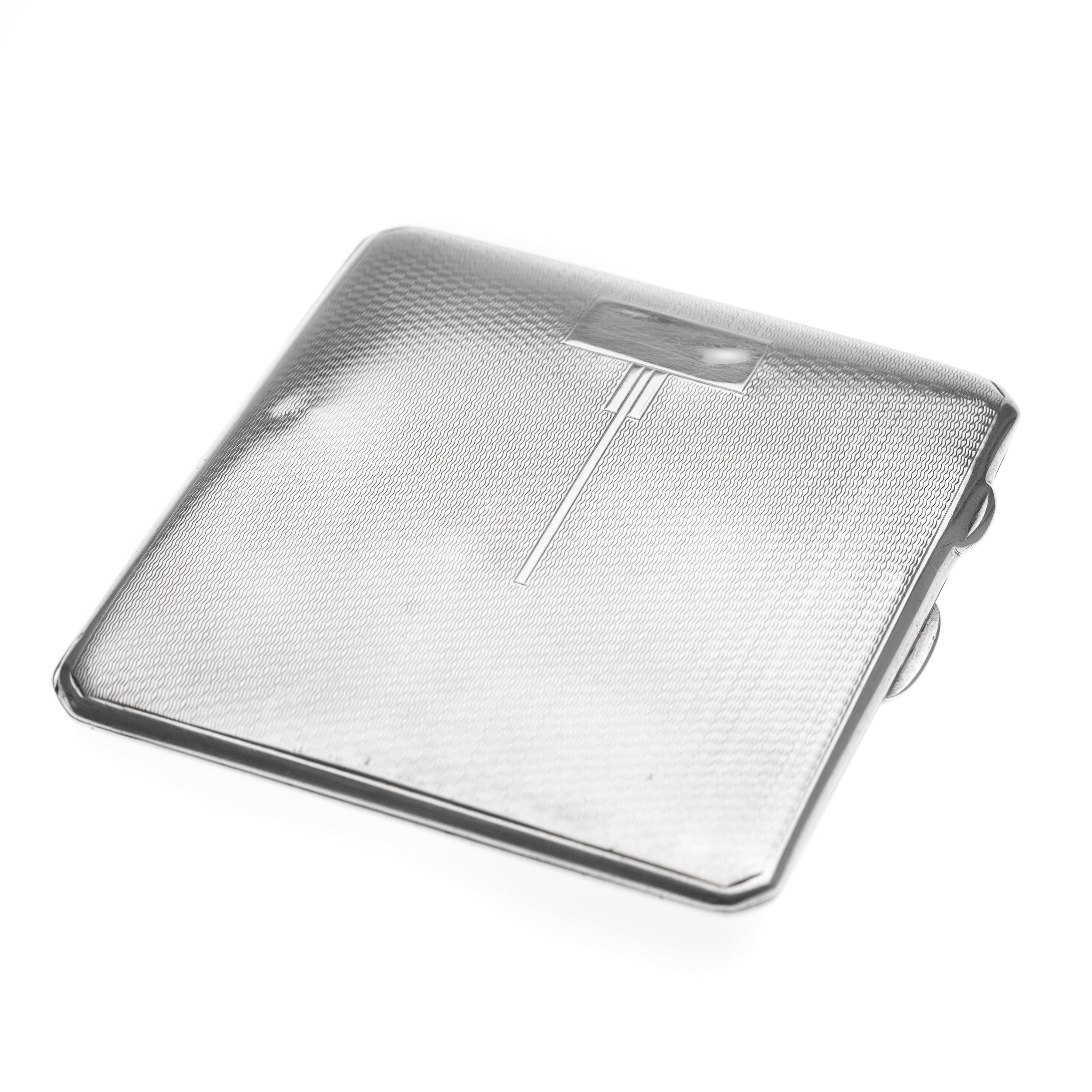 Art Deco Sterling Silver Engine Turned & Geometric Design Cigarette Case 1936 (Code 2289)