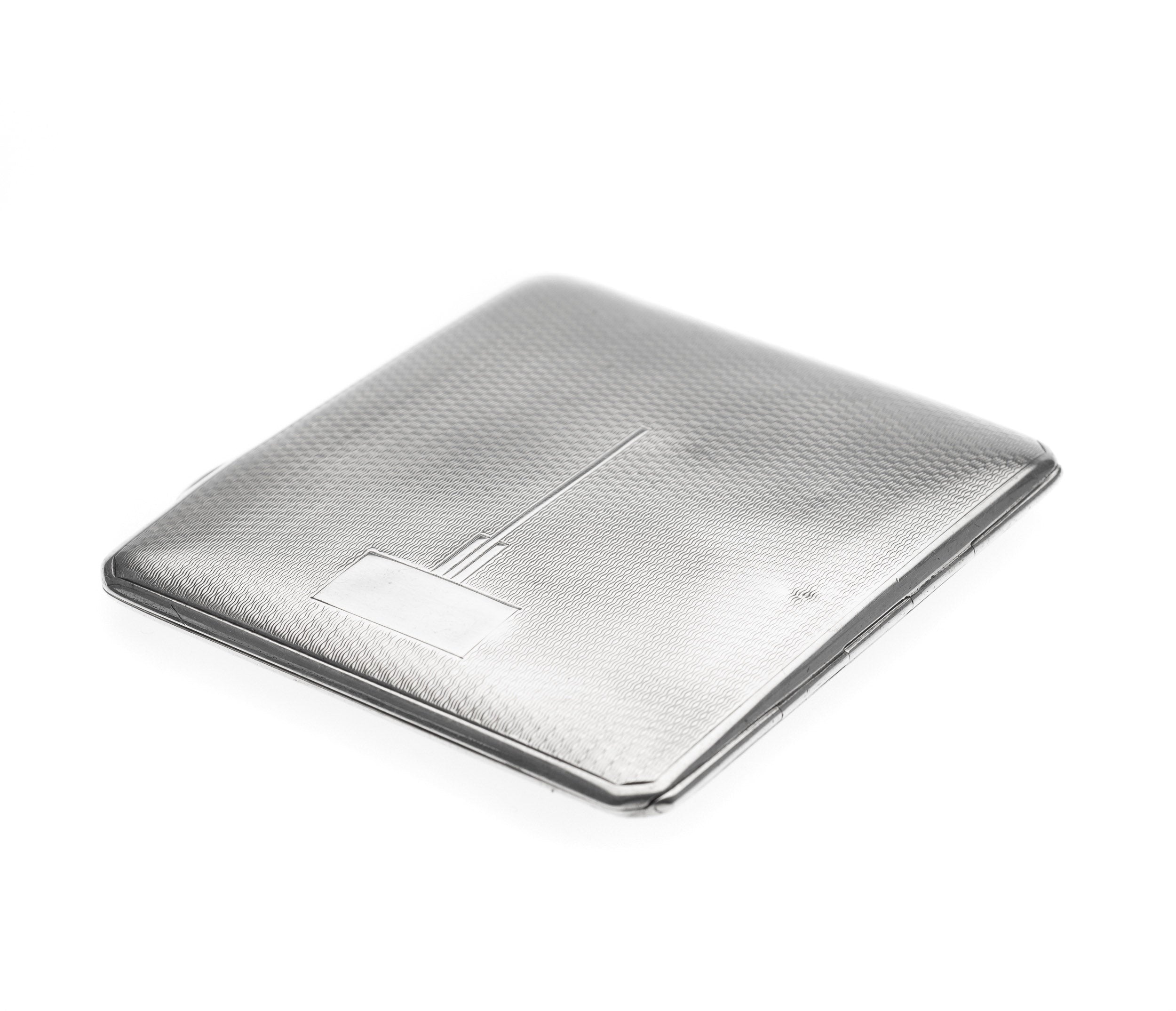 Art Deco Sterling Silver Engine Turned & Geometric Design Cigarette Case 1936 (Code 2289)