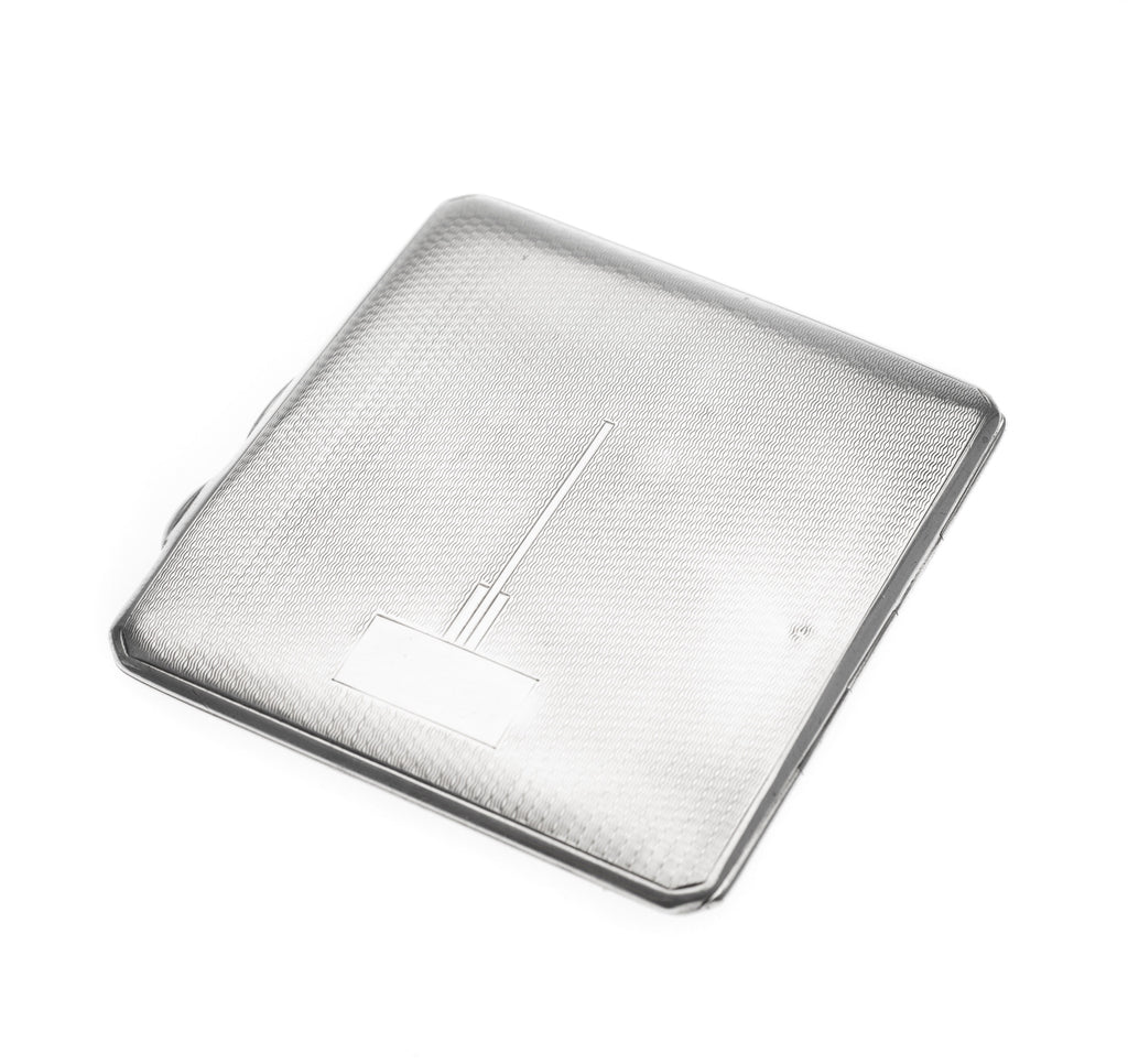 Art Deco Sterling Silver Engine Turned & Geometric Design Cigarette Case 1936 (Code 2289)