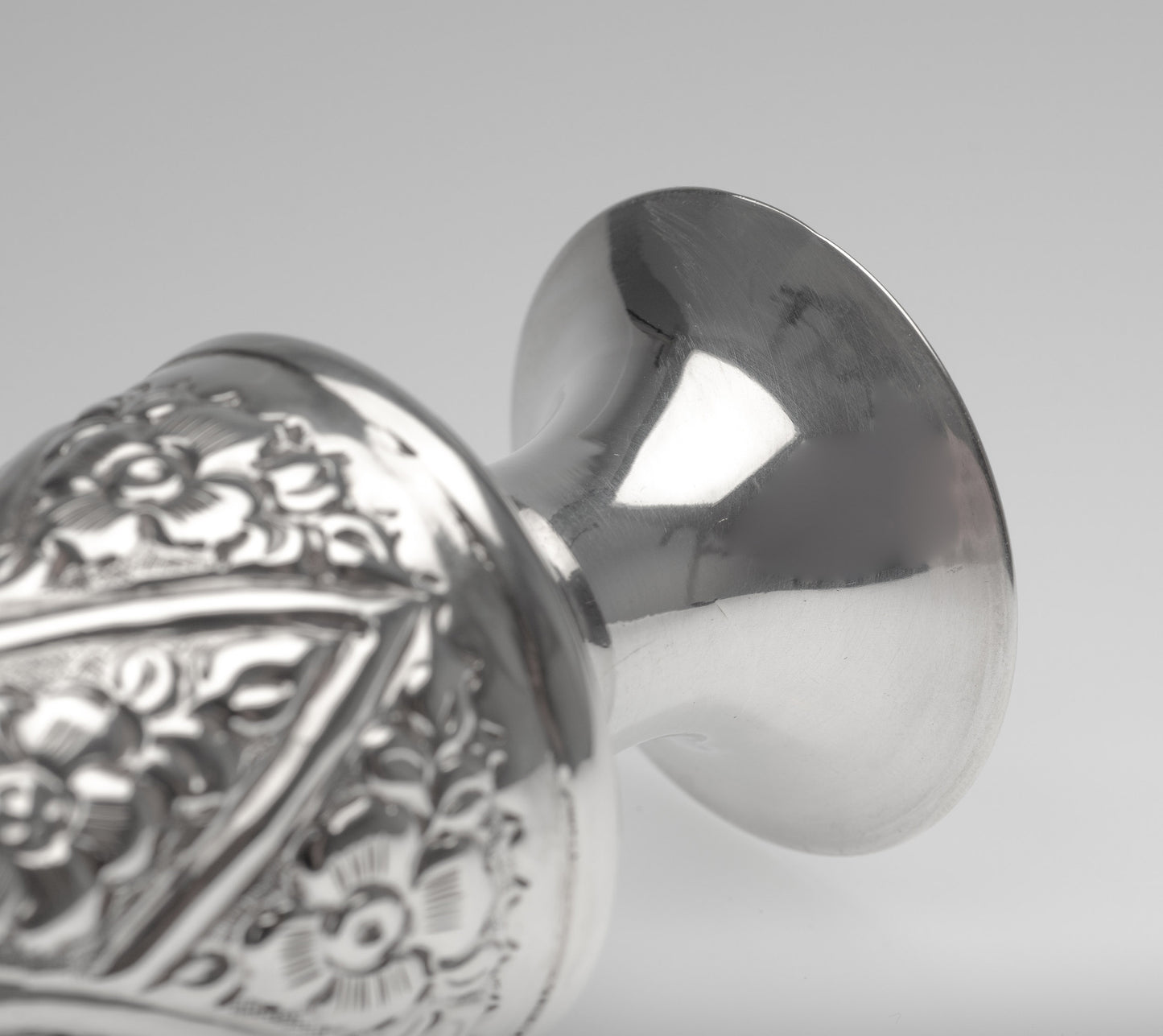 Vintage Egyptian Silver Vase in the Middle Eastern Islamic Style with Floral Panels (Code 2295)