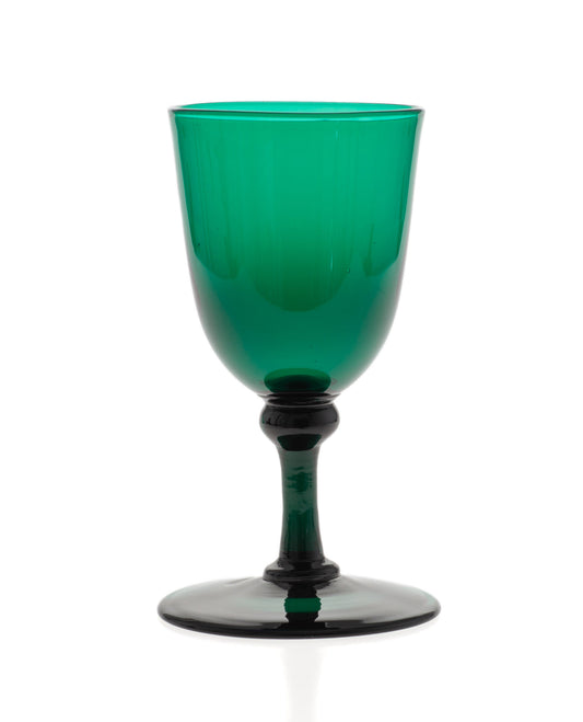 Antique Georgian / Victorian Transitional Bristol Green Wine Glass c1825/45 (Code 2366)