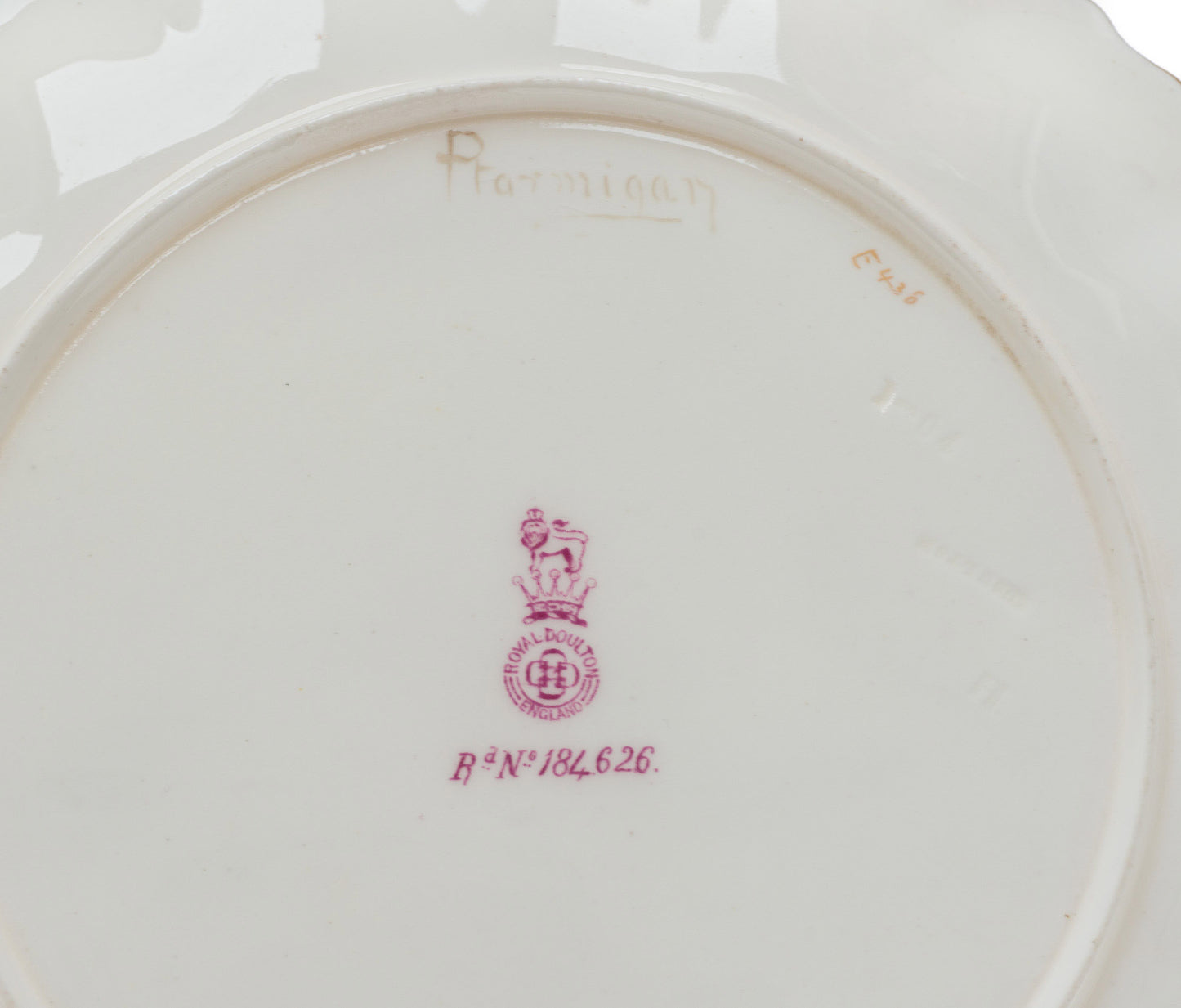 Royal Doulton Joseph Hancock Ptarmigan Hand Painted Plate - Antique 1892 (Code 2382)