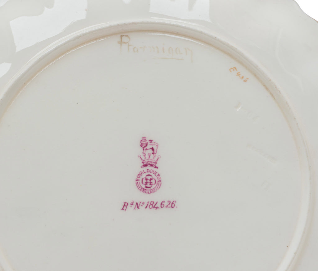 Royal Doulton Joseph Hancock Ptarmigan Hand Painted Plate - Antique 1892 (Code 2382)