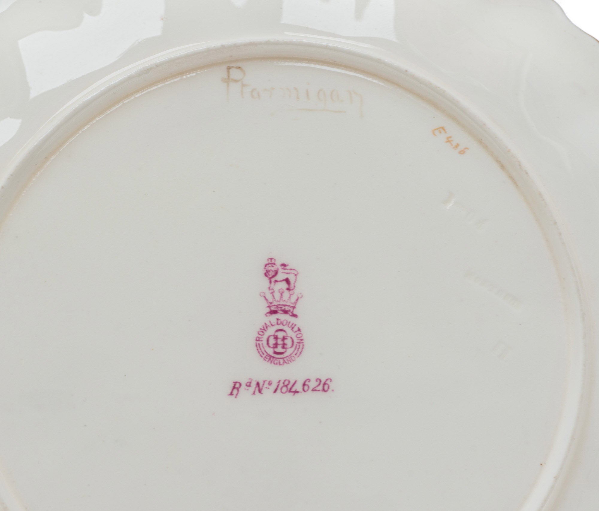 Royal Doulton Joseph Hancock Ptarmigan Hand Painted Plate - Antique 1892 (Code 2382)