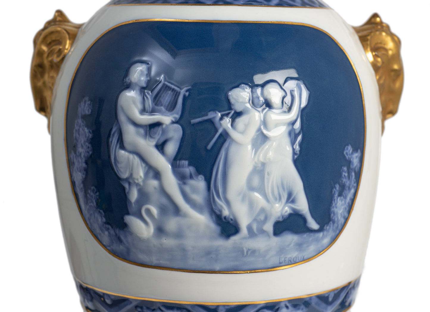 Antique Limoges Porcelain Large Pate-sur-Pate Vase by Artist Leroux c1915 (Code 2385)