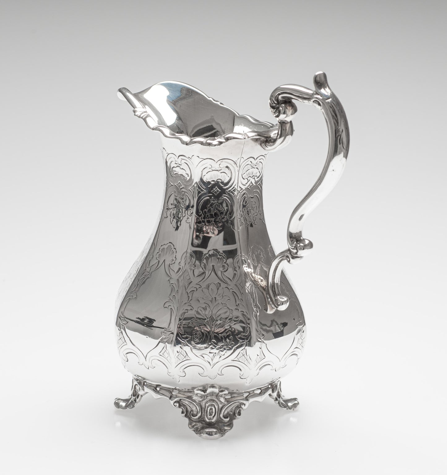 Antique Early Victorian Solid Silver Milk Jug with Chased Design, London 1851 (Code 2386)