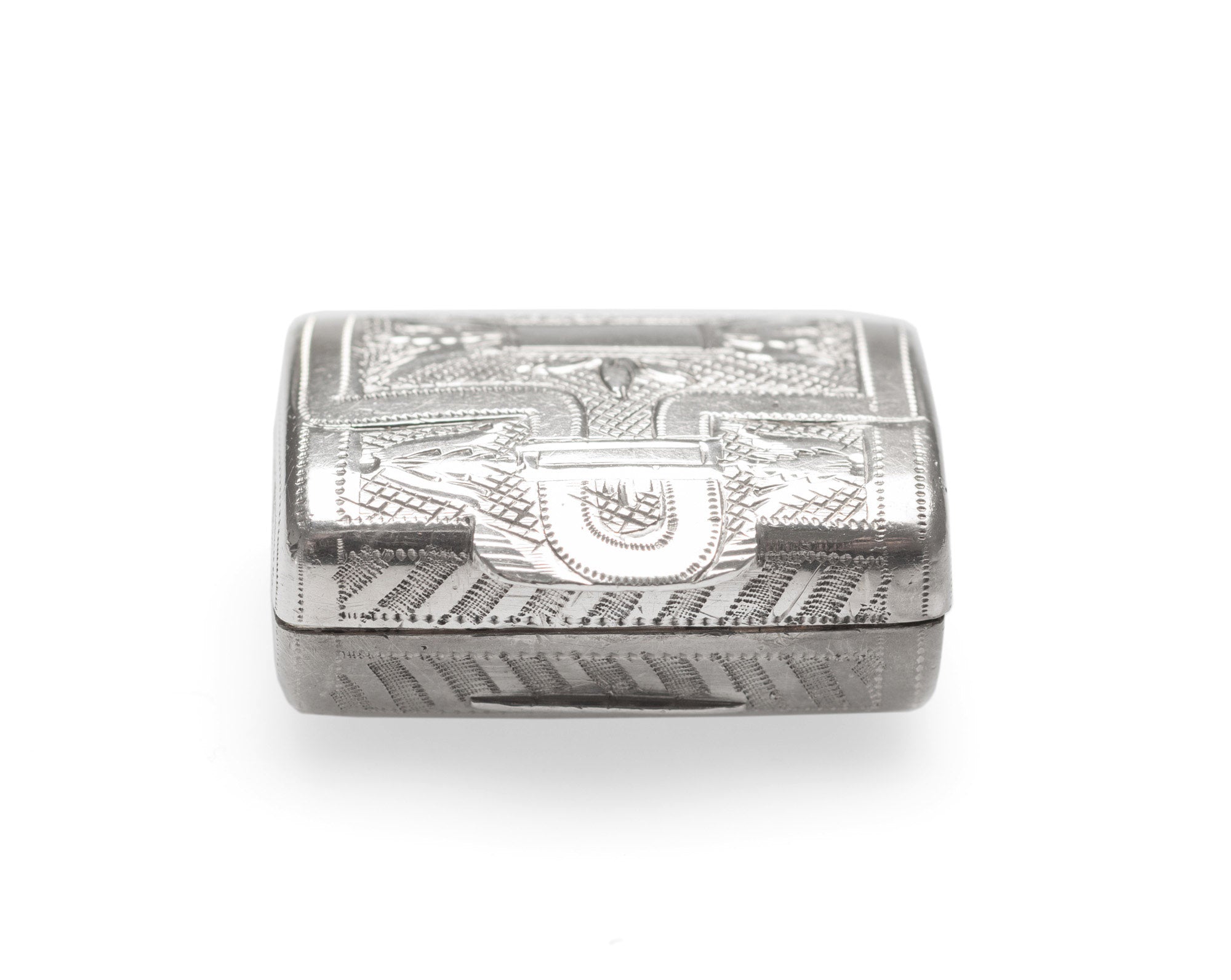 George III Sterling Silver Vinaigrette Novelty Satchel Form - Georgian Antique (Code 2393)