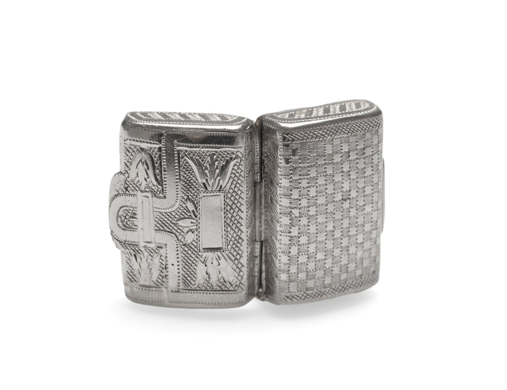 George III Sterling Silver Vinaigrette Novelty Satchel Form - Georgian Antique (Code 2393)