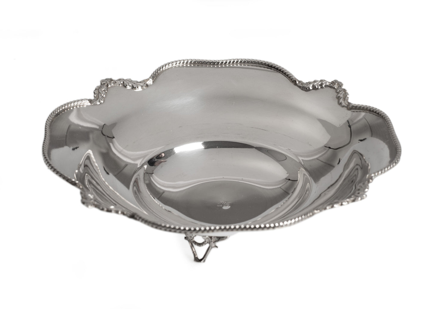 Vintage Greek/Cypriot XEIPOΣ Silver Fruit/Sweetmeat Bowl with Rope Edge Rim (Code 2410)