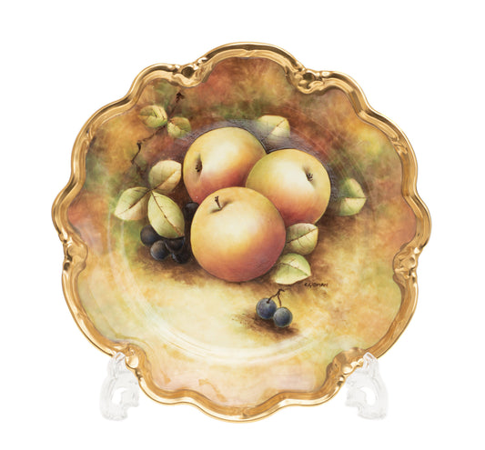 Vintage Coalport China Hand Painted Fruit Cabinet Plate with Apples - C Gidman (Code 2422)