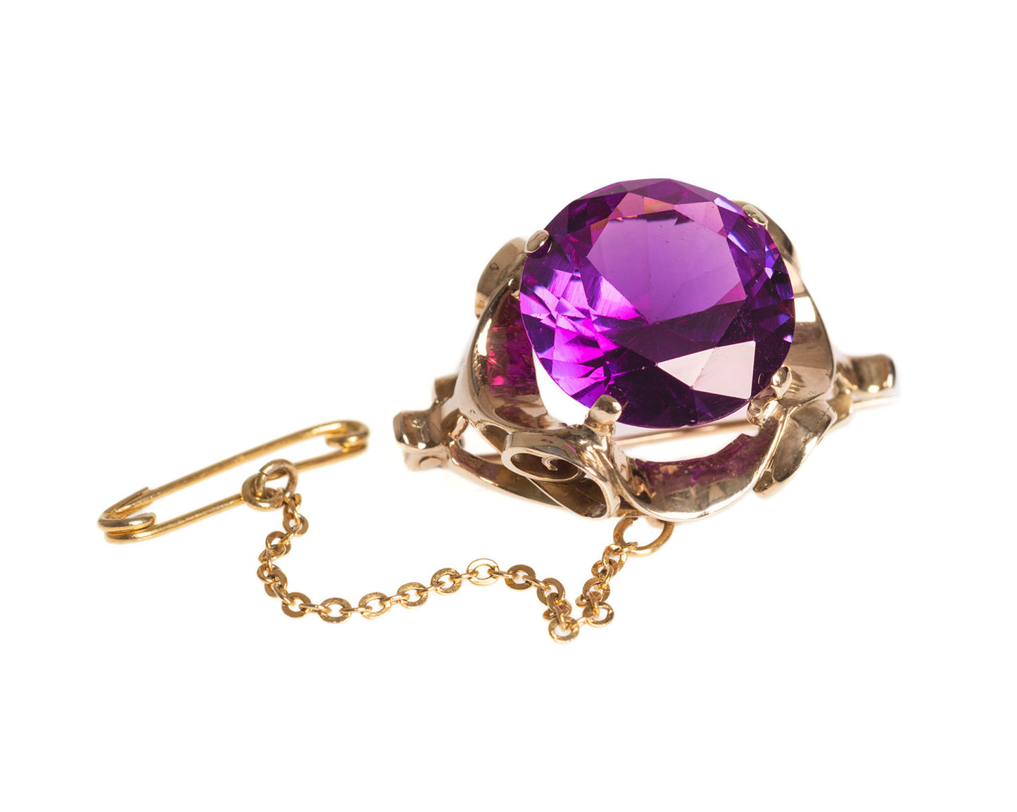 Vintage 9ct Gold Brooch with Large 15 Carat Alexandrite Colour Change Sapphire (Code 2432)