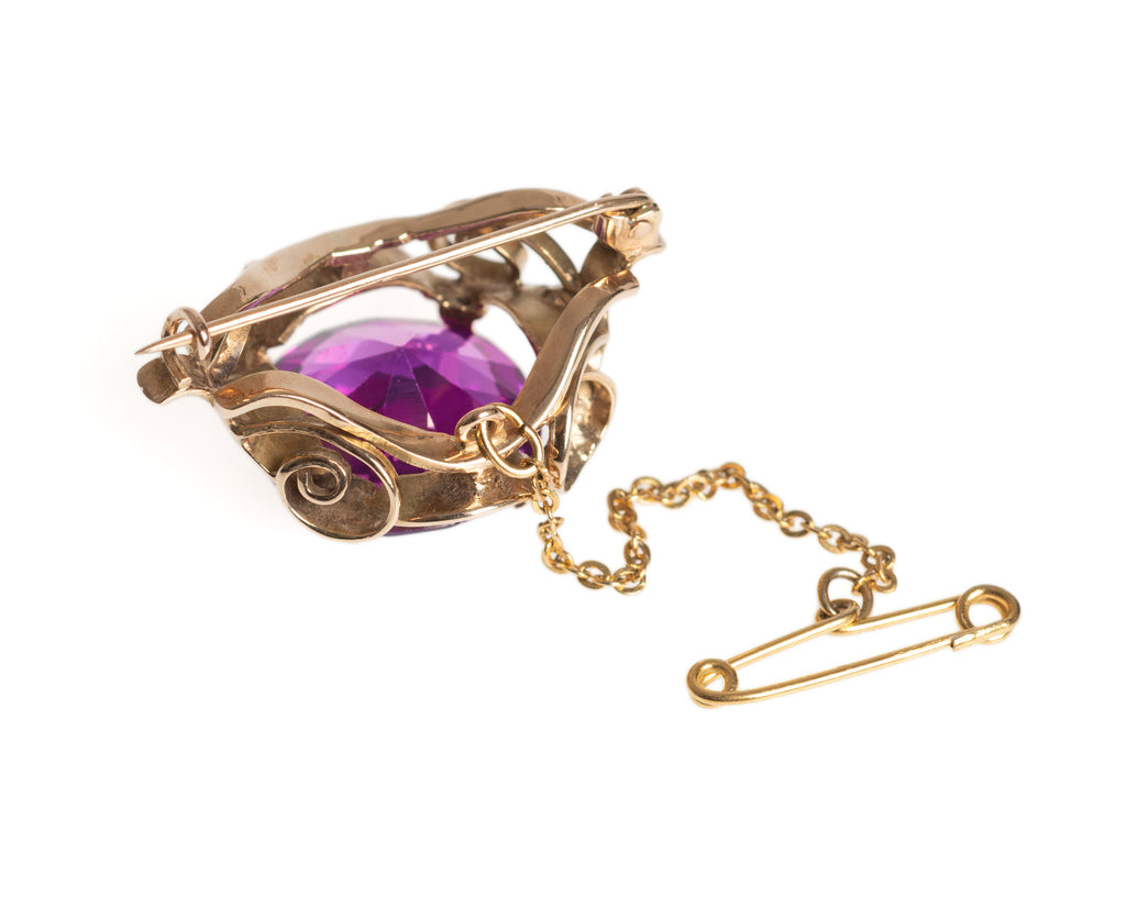 Vintage 9ct Gold Brooch with Large 15 Carat Alexandrite Colour Change Sapphire (Code 2432)