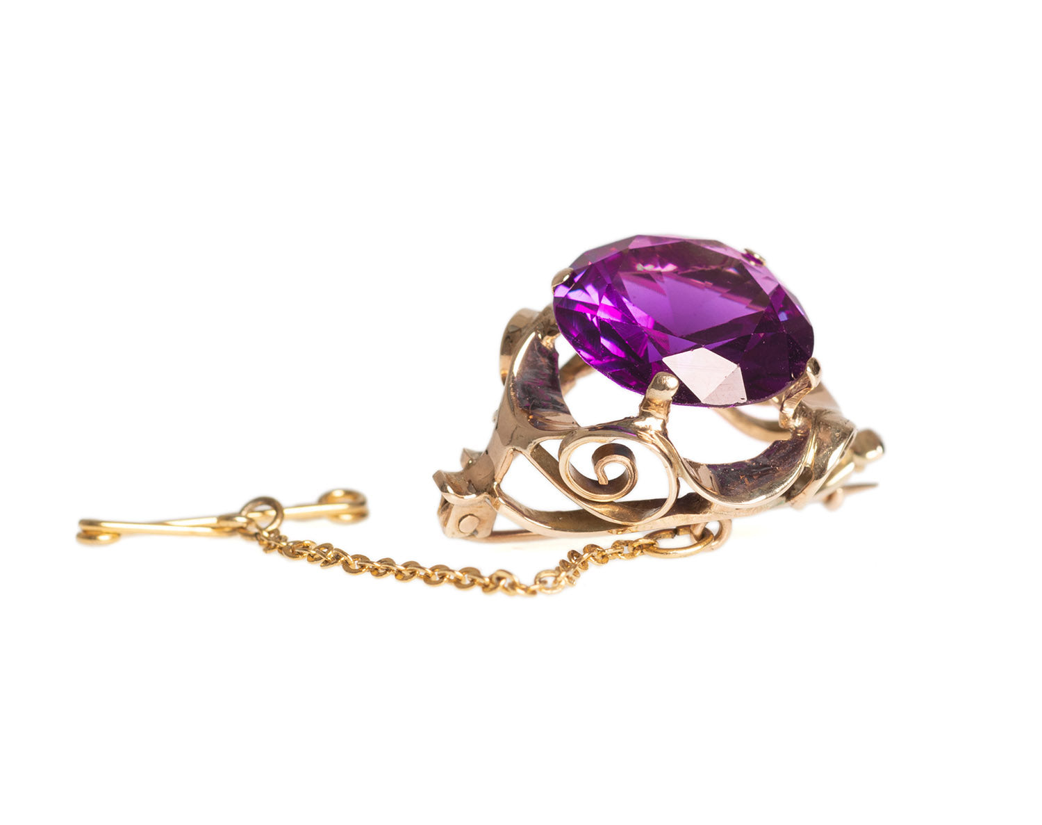 Vintage 9ct Gold Brooch with Large 15 Carat Alexandrite Colour Change Sapphire (Code 2432)