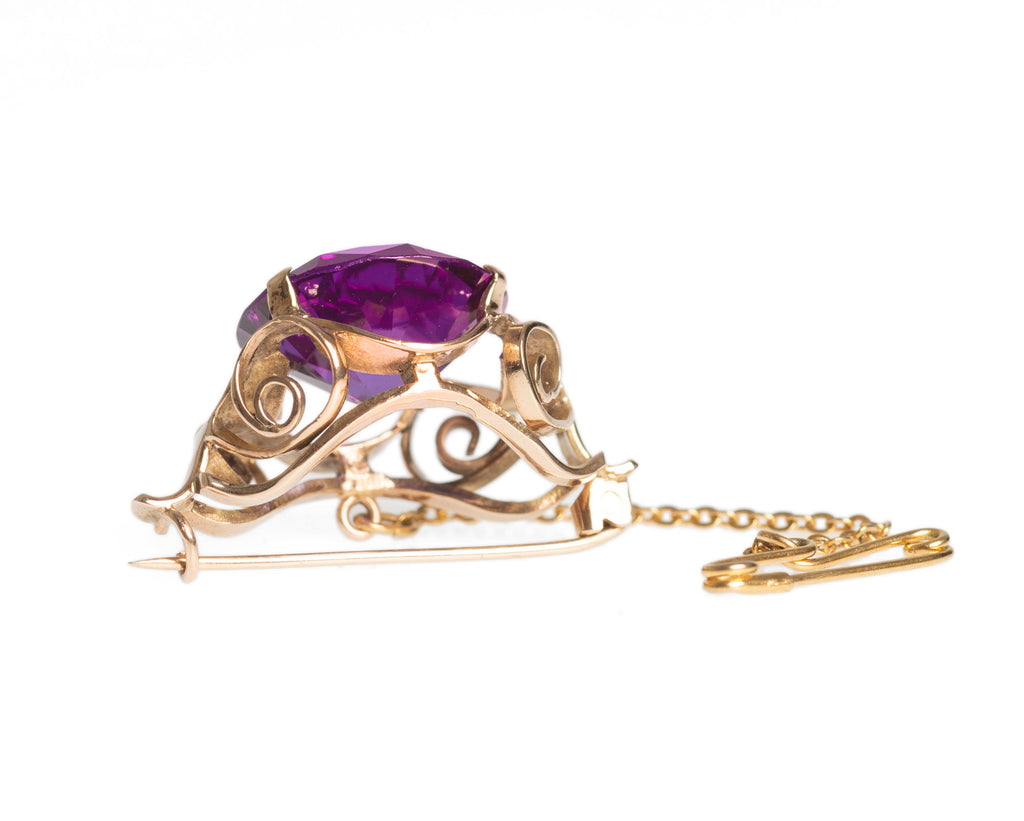 Vintage 9ct Gold Brooch with Large 15 Carat Alexandrite Colour Change Sapphire (Code 2432)