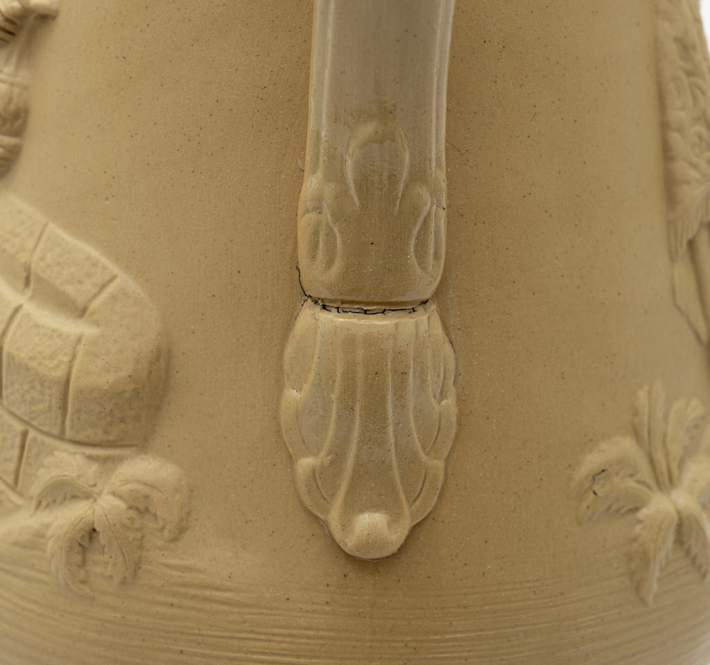 Samuel Alcock & Co Arabic Moulded Stoneware Jug - Victorian Antique c1845 (Code 2433)