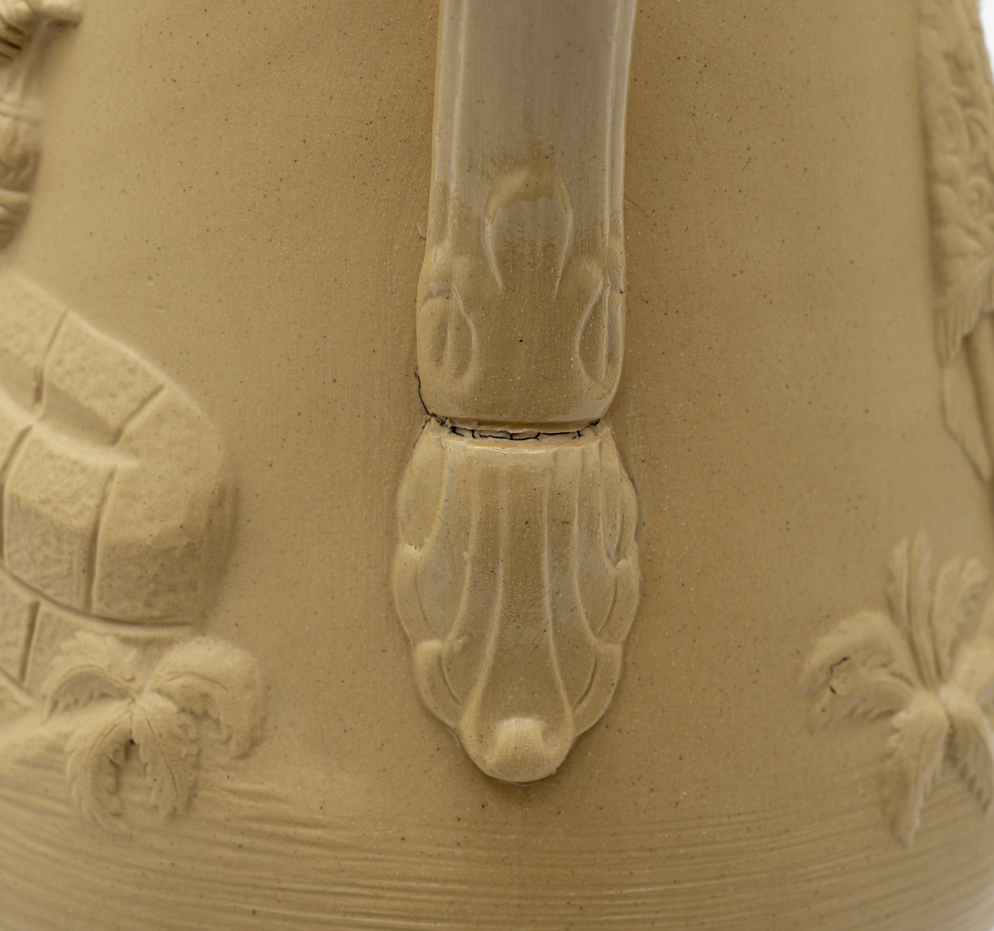 Samuel Alcock & Co Arabic Moulded Stoneware Jug - Victorian Antique c1845 (Code 2433)
