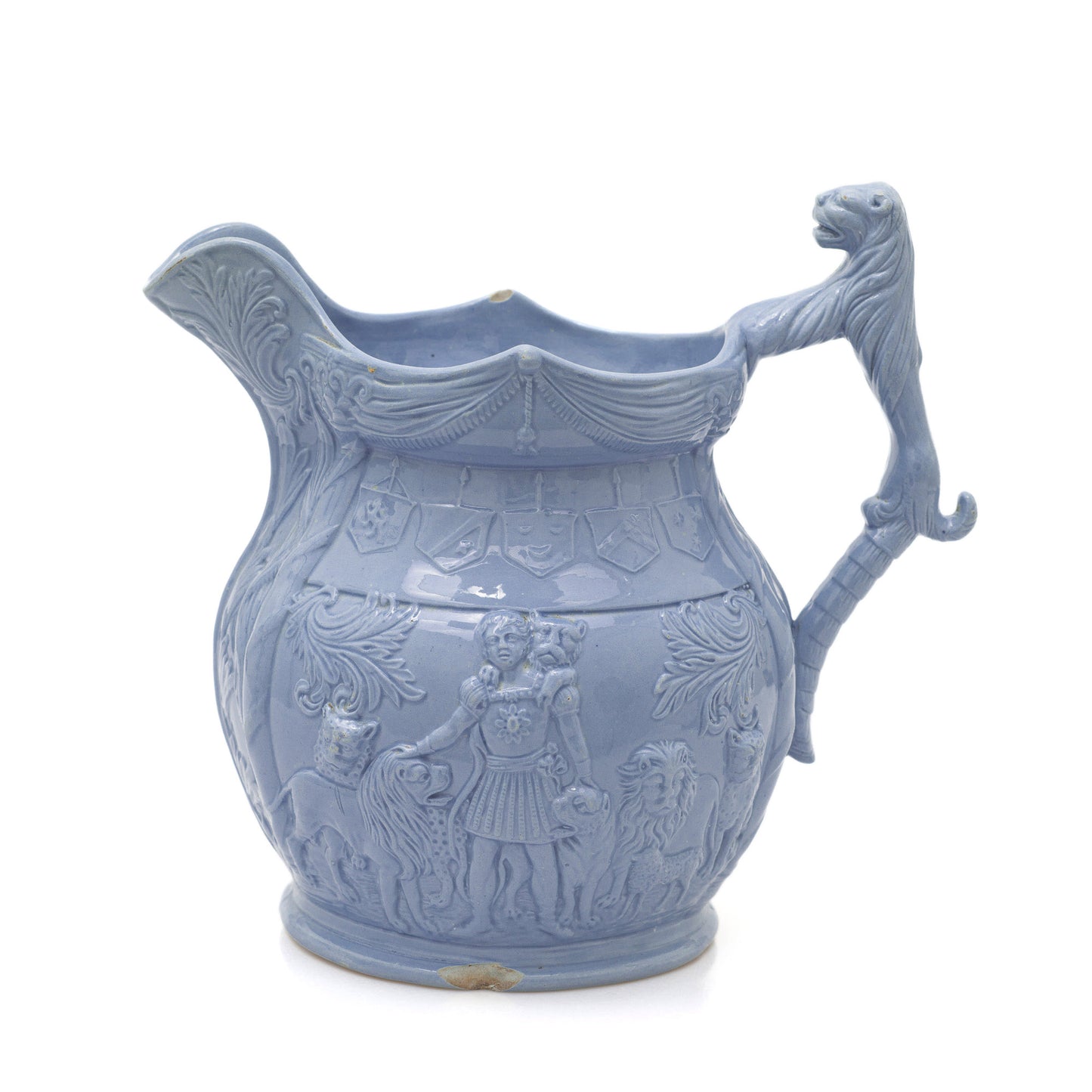 Isaac Van Amburgh Titus Menagerie Antique Staffordshire Moulded Stoneware Jug (Code 2439)