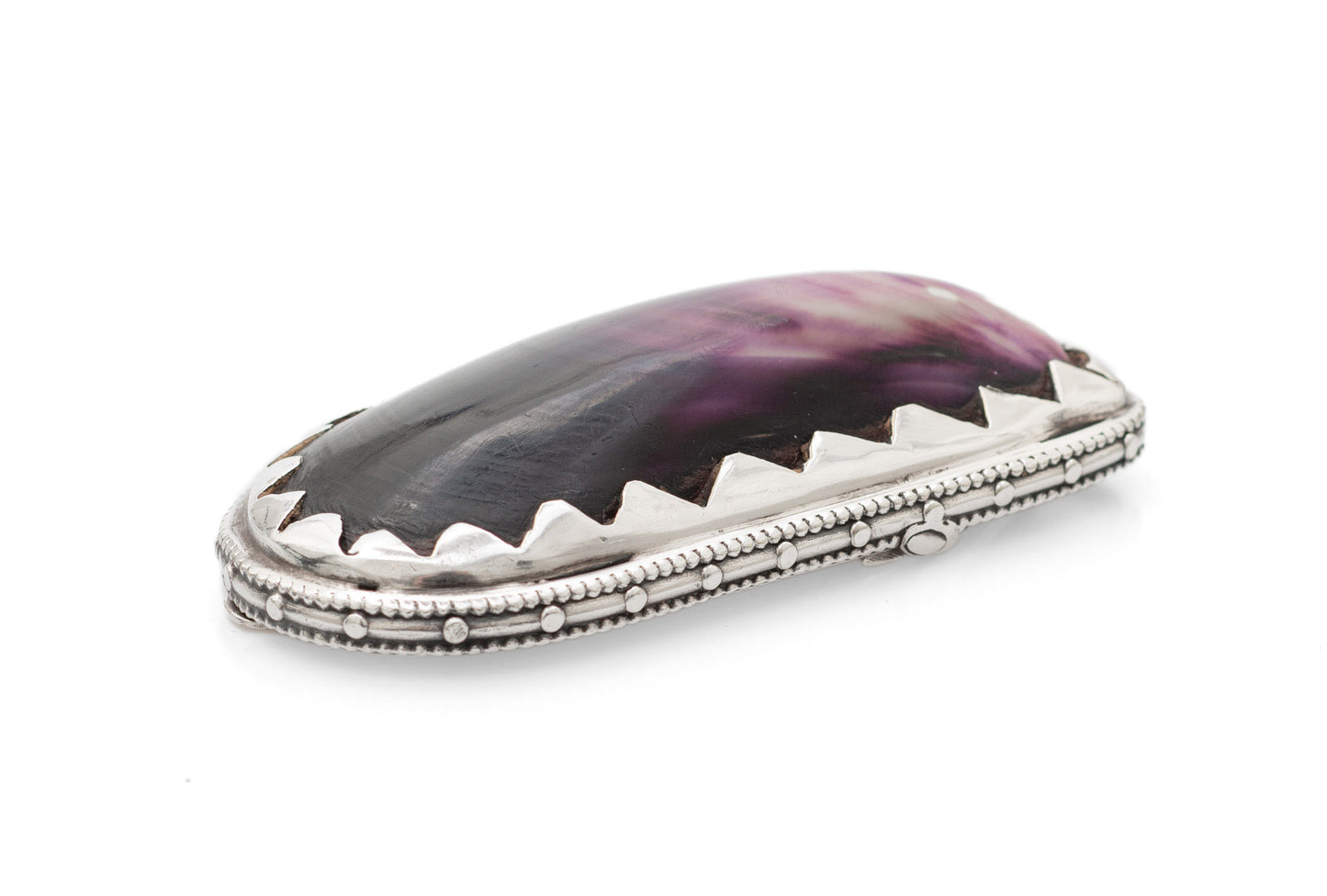 Antique Georgian Silver & Polished Natural Mussel Shell Snuff Box c1820 (Code 2447)