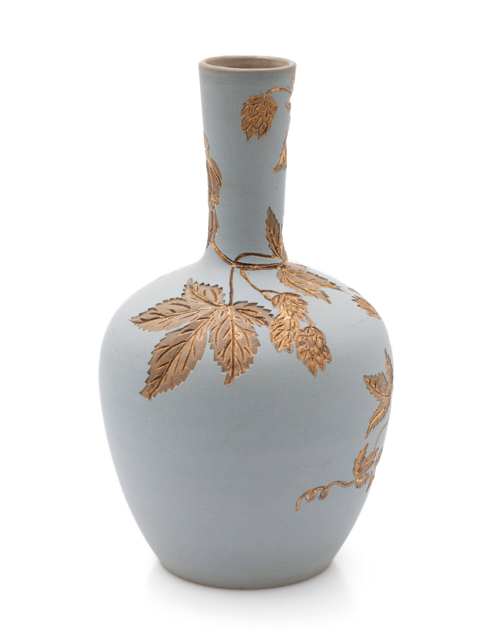 Antique Calvert & Lovatt Langley Ware Stoneware Sgraffito Vase in Duck Egg Blue (Code 2466)