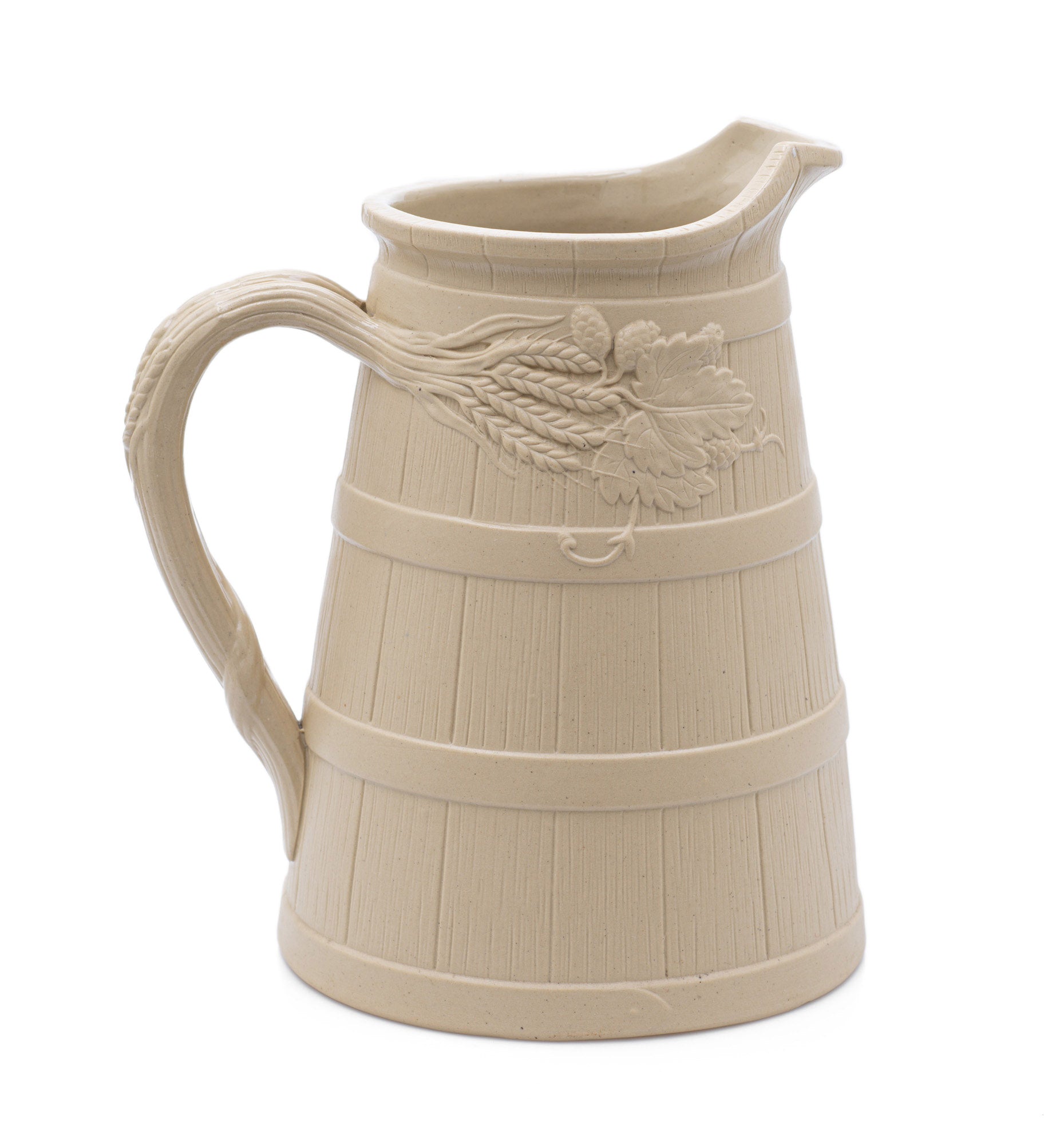 Antique Cork & Edge Victorian Moulded Stoneware Beer Jug c1850 - Unrecorded? (Code 2470)