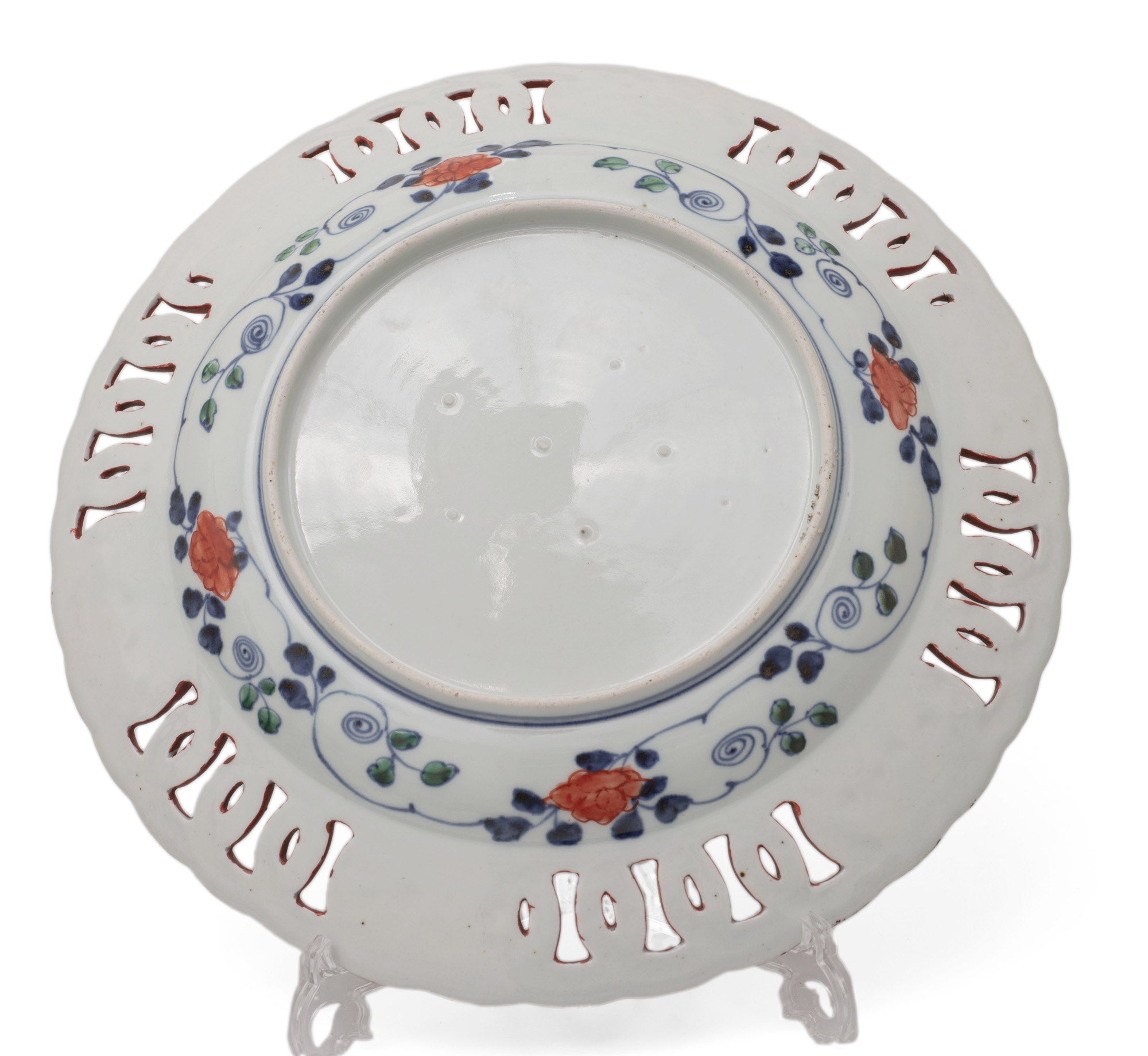 Antique Japanese Arita Imari & Blue & White Kraak Reticulated Porcelain Charger (Code 2509 A)