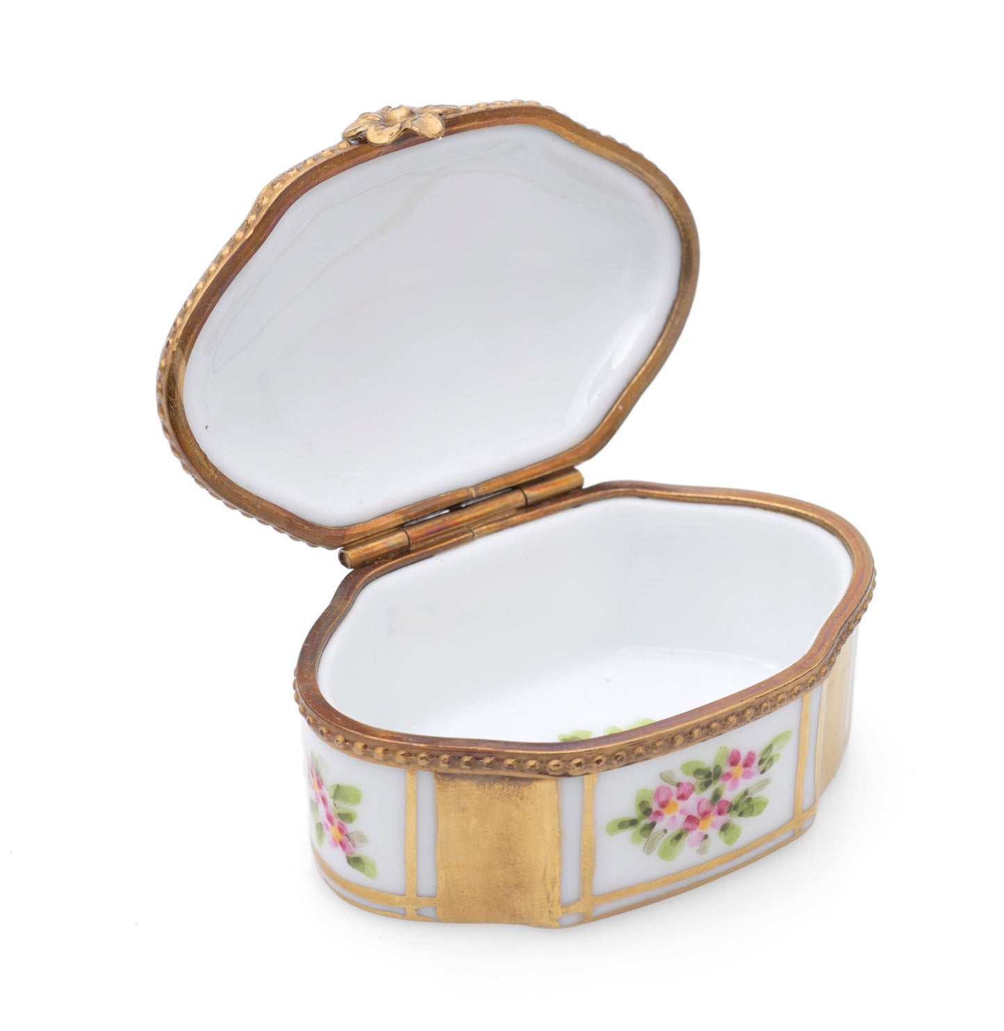 Vintage Limoges La Seynie Hand Painted Porcelain & Ormolu Blue Tit Trinket Box (Code 2510)