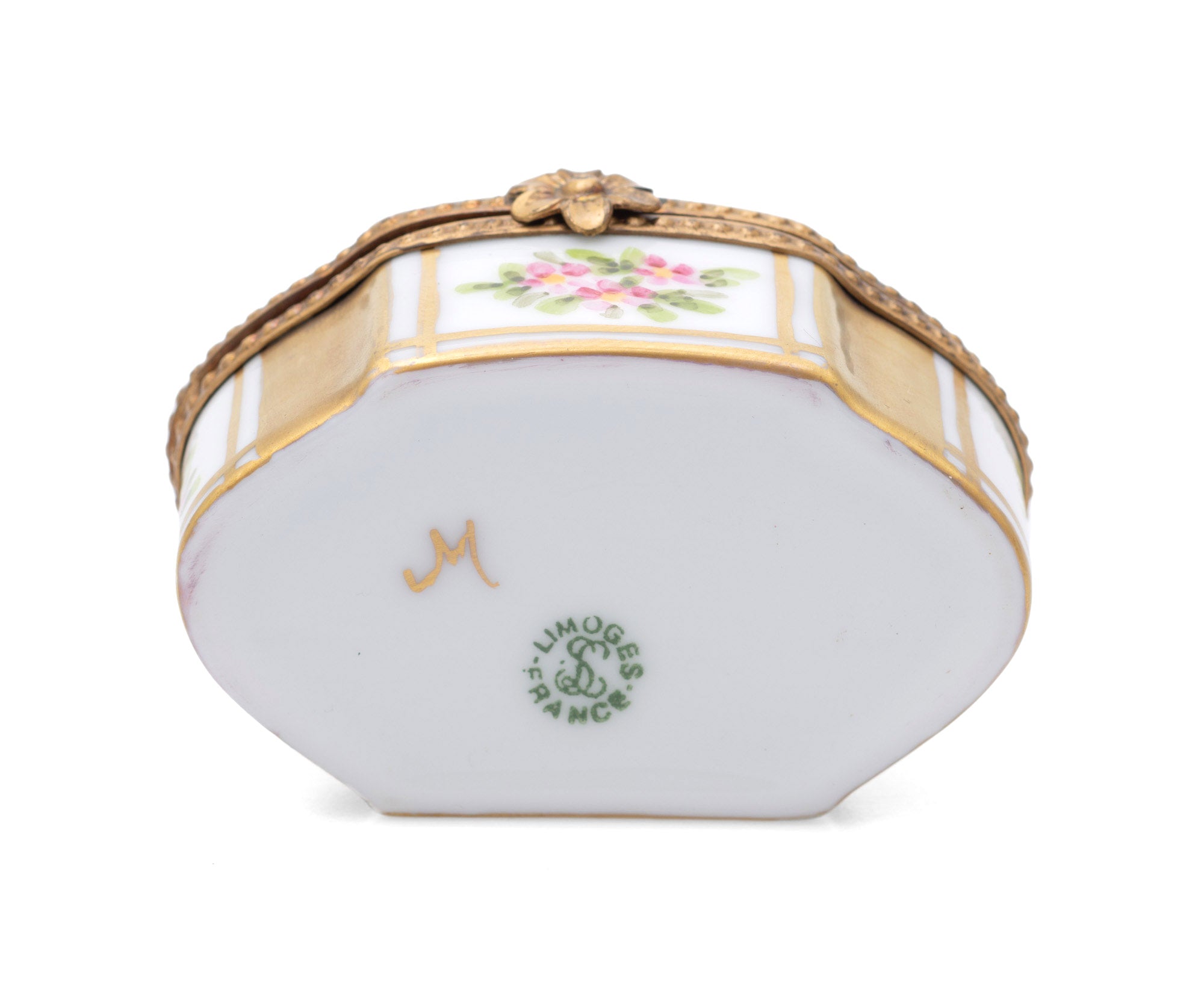 Vintage Limoges La Seynie Hand Painted Porcelain & Ormolu Blue Tit Trinket Box (Code 2510)