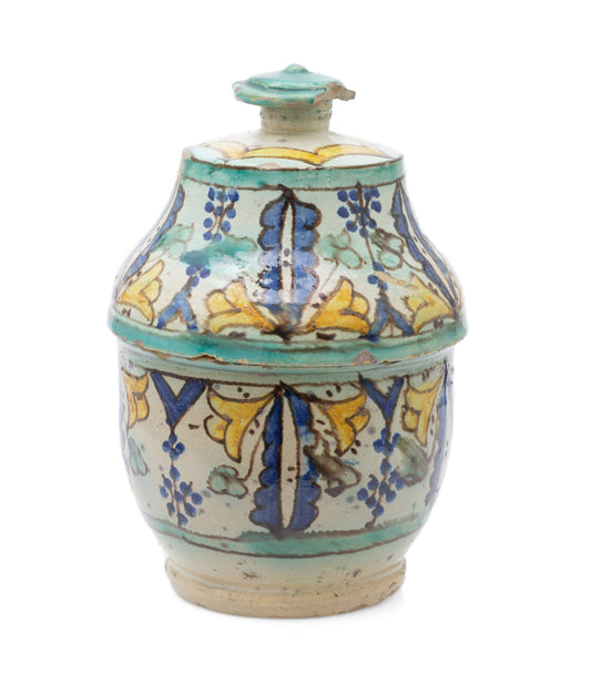 Antique Colonial Indian Multan / Sindh Pottery Storage Jar in Polychrome Glaze (Code 2516)