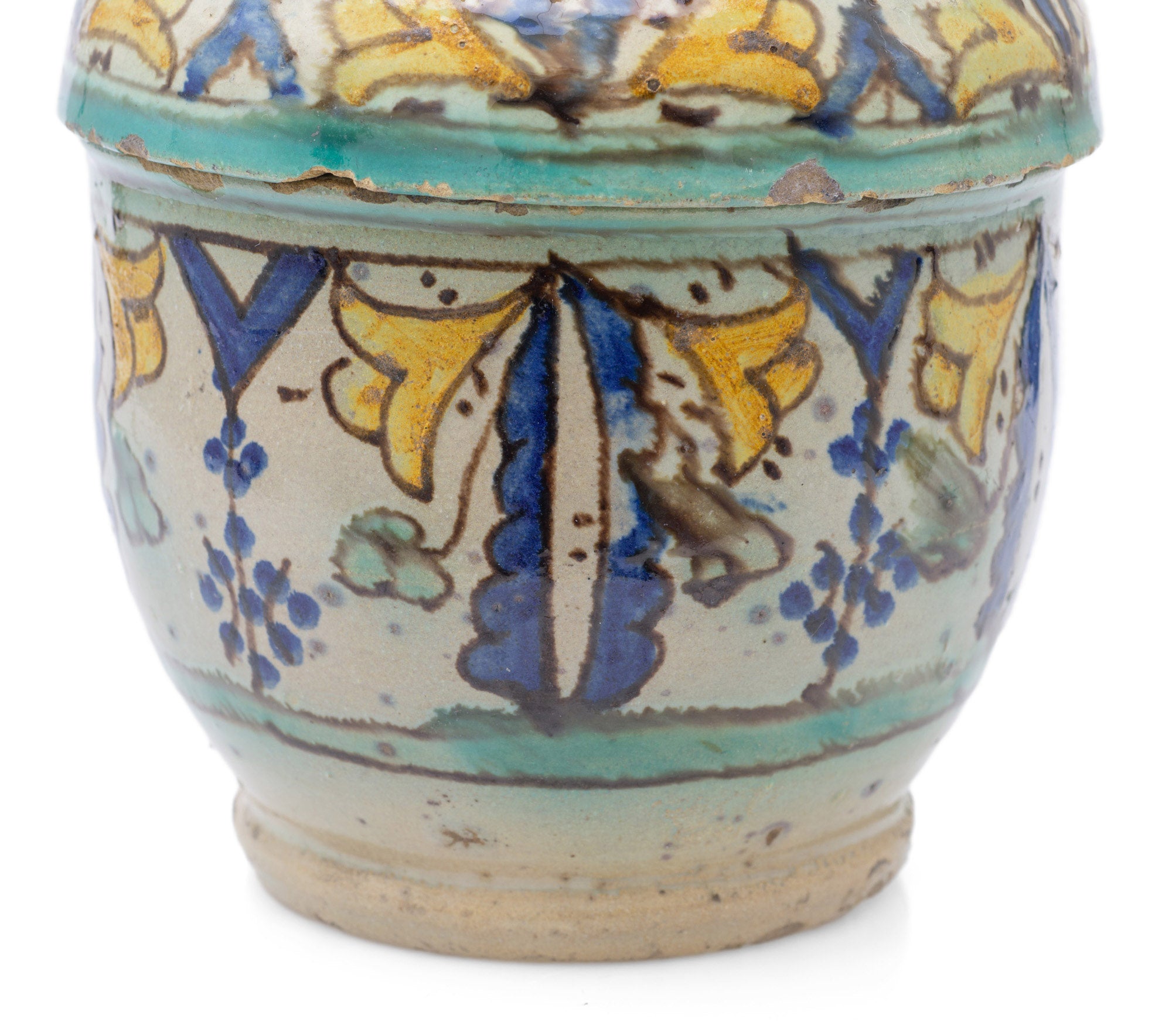 Antique Colonial Indian Multan / Sindh Pottery Storage Jar in Polychrome Glaze (Code 2516)
