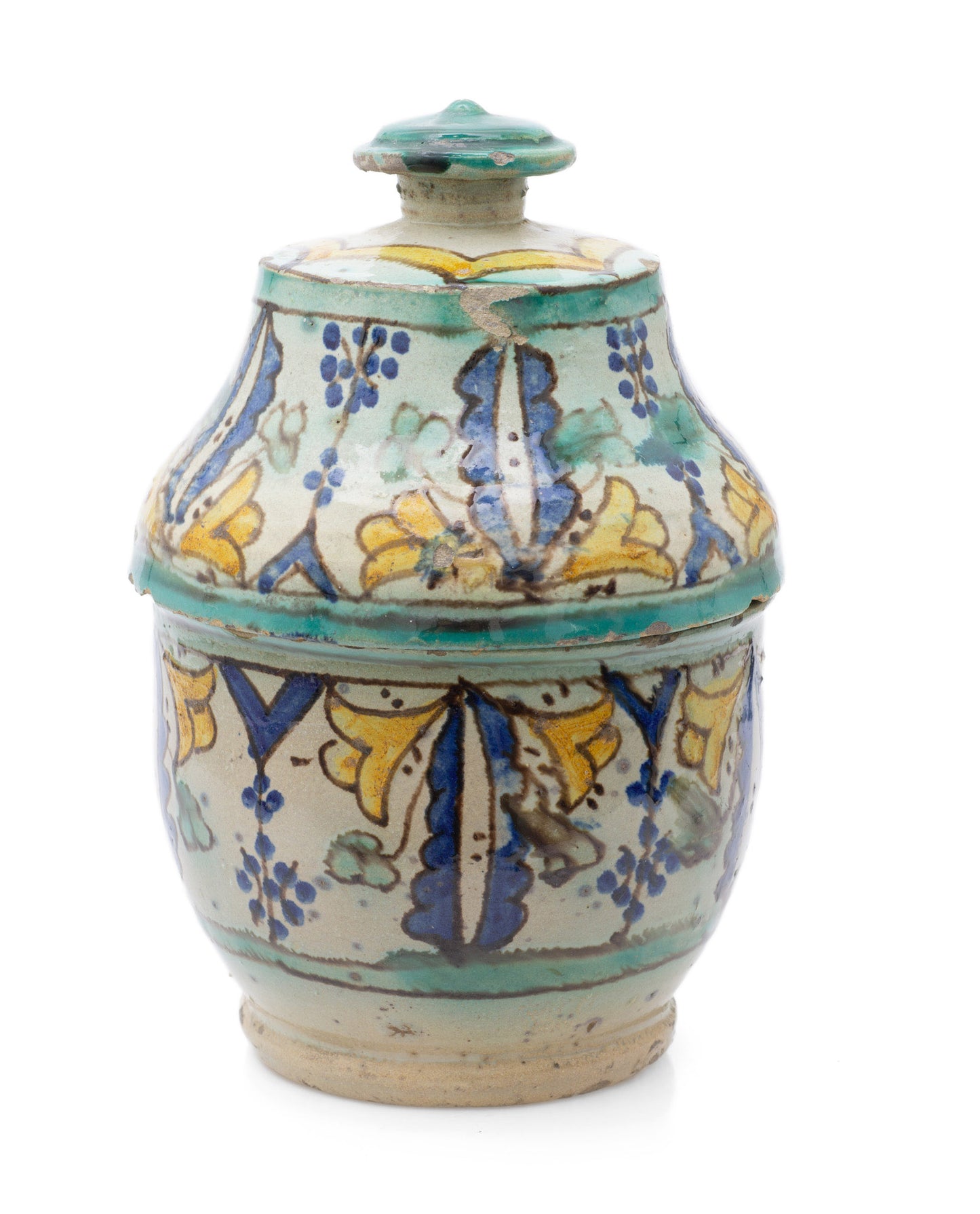 Antique Colonial Indian Multan / Sindh Pottery Storage Jar in Polychrome Glaze (Code 2516)