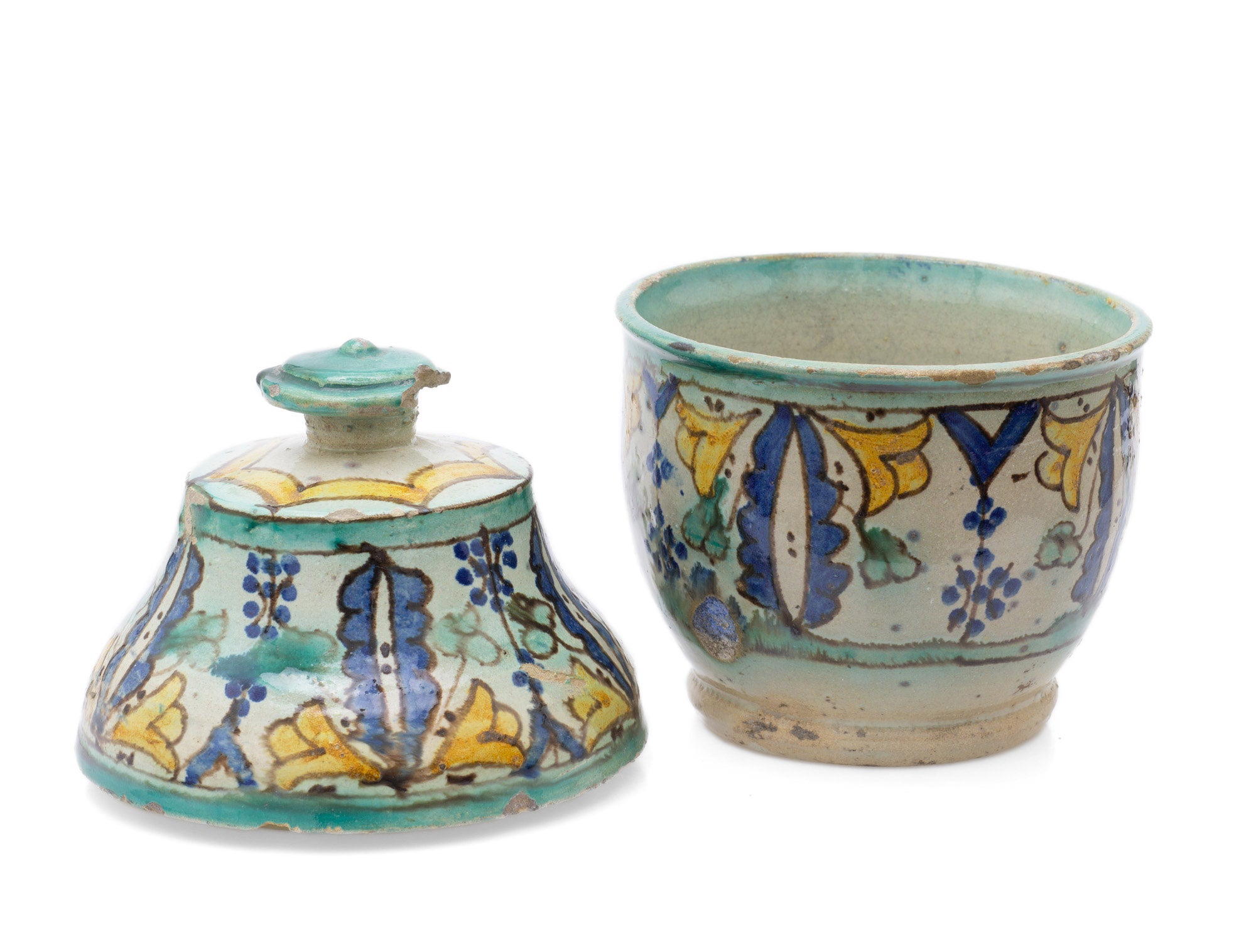 Antique Colonial Indian Multan / Sindh Pottery Storage Jar in Polychrome Glaze (Code 2516)