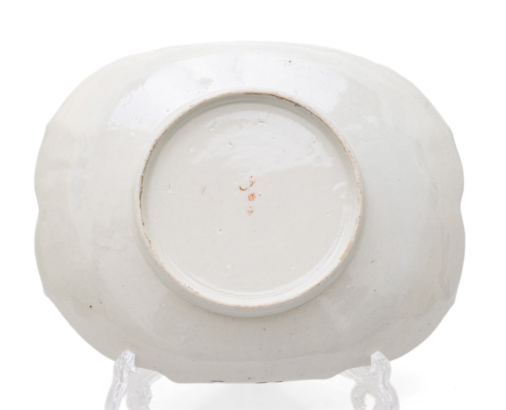 Antique Japanese Kutani Ware Hand Painted Porcelain Rolled Edge Dish - Meiji (Code 2518)