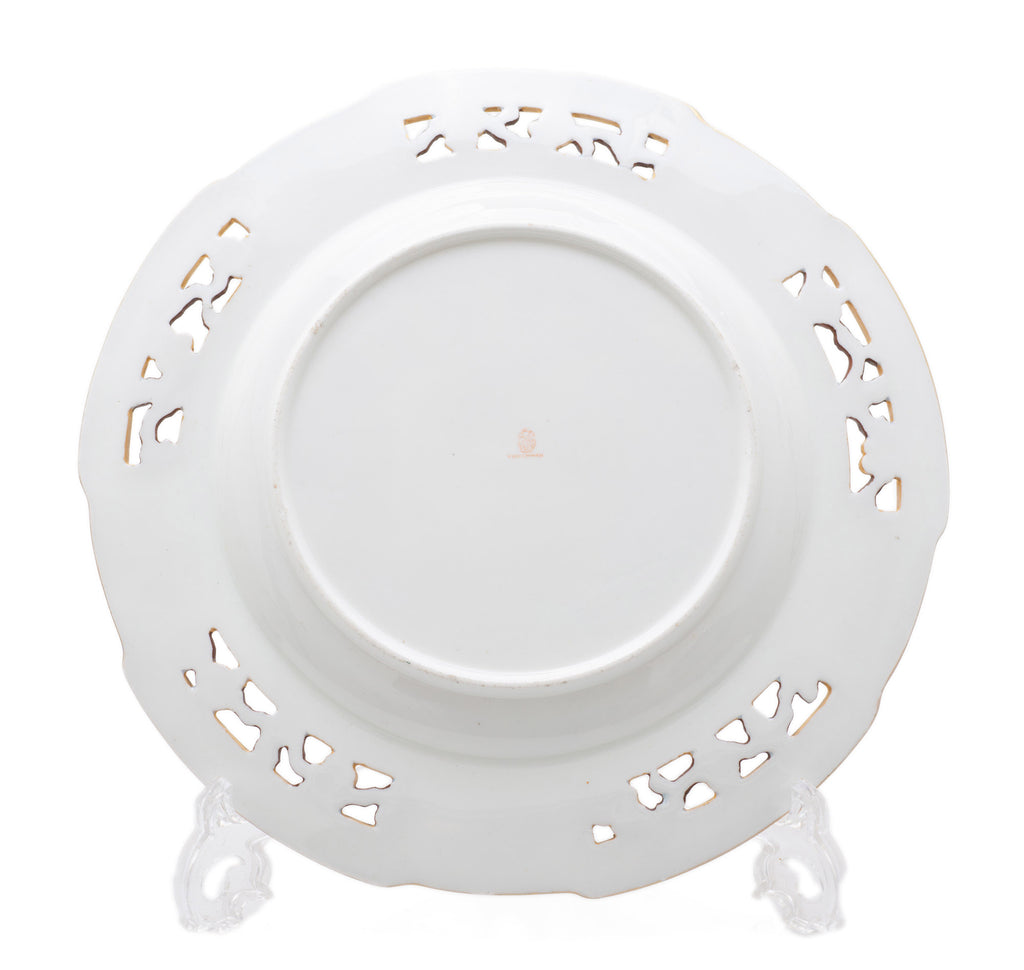 Antique Wedgwood Hand Painted & Pierced Aesthetic Plate with Rose by Dean c1880 (Code 2519)