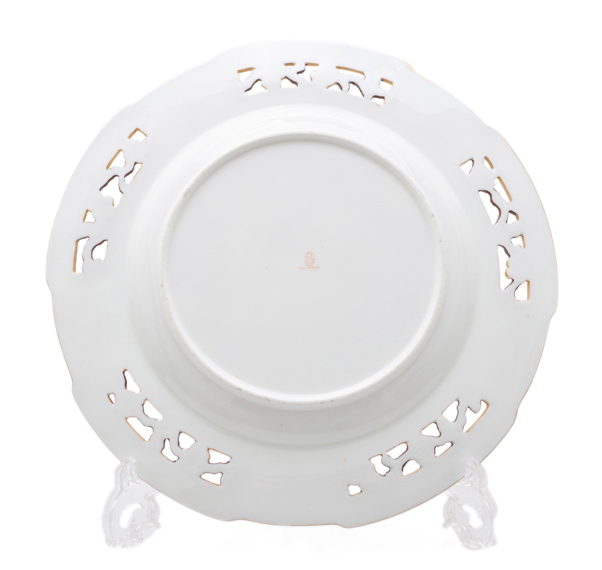 Antique Wedgwood Hand Painted & Pierced Aesthetic Plate with Rose by Dean c1880 (Code 2519)