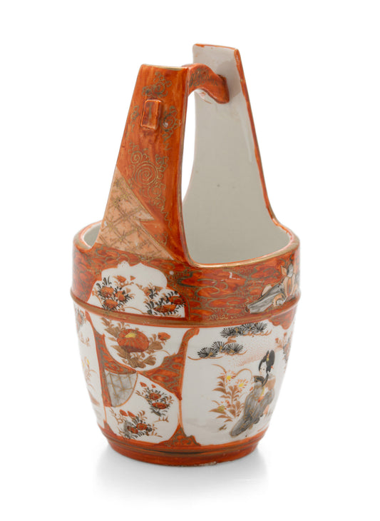 Japanese Kutani Porcelain Vase in Baketsu Design - Meiji Period Antique c1900 (Code 2556)