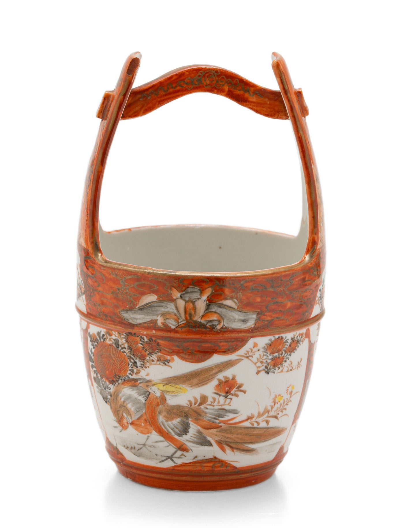 Japanese Kutani Porcelain Vase in Baketsu Design - Meiji Period Antique c1900 (Code 2556)