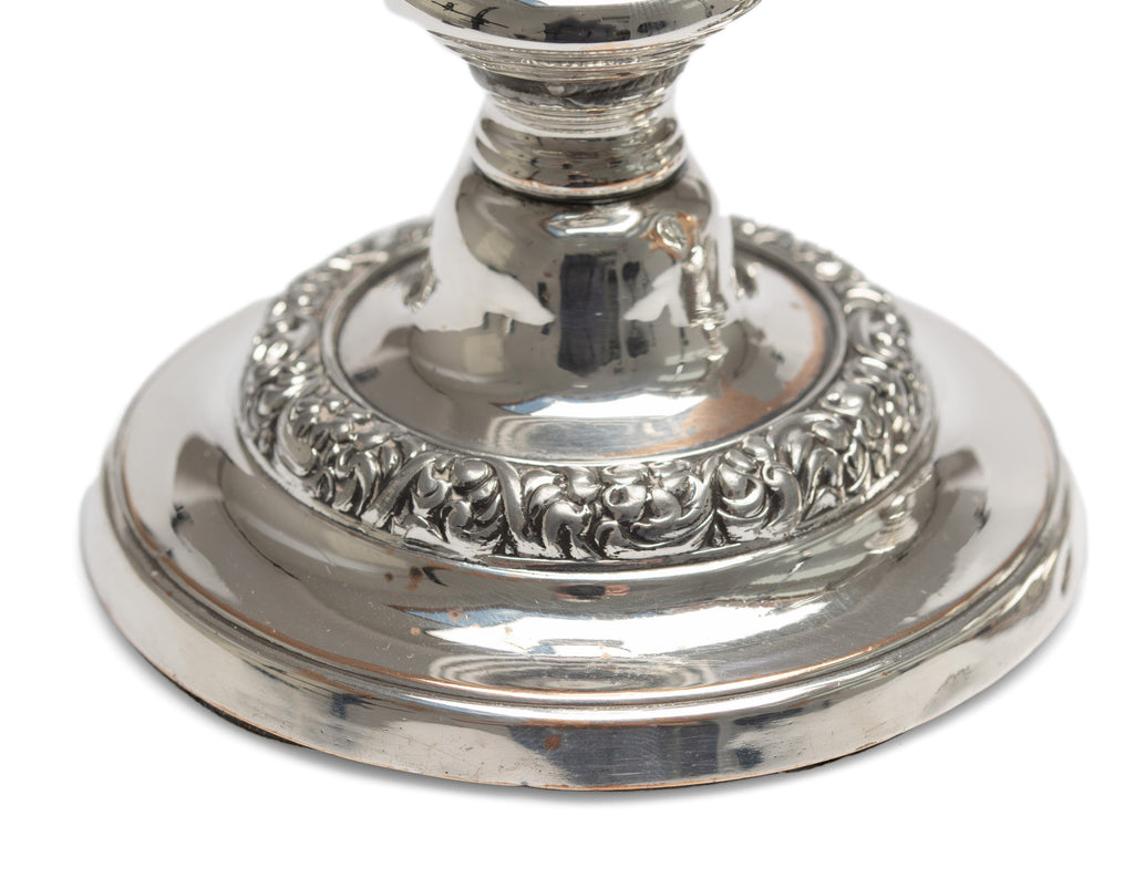 Pair Antique Silver Plated over Copper Telescopic Candlesticks - Victorian Era