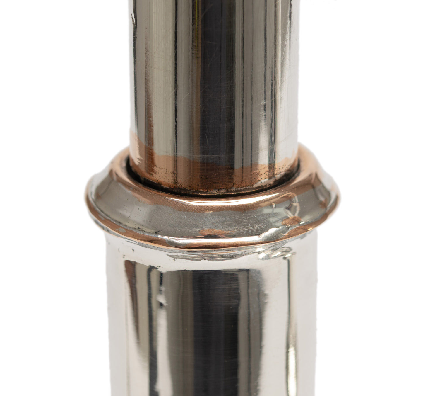 Pair Antique Silver Plated over Copper Telescopic Candlesticks - Victorian Era (Code 2563)