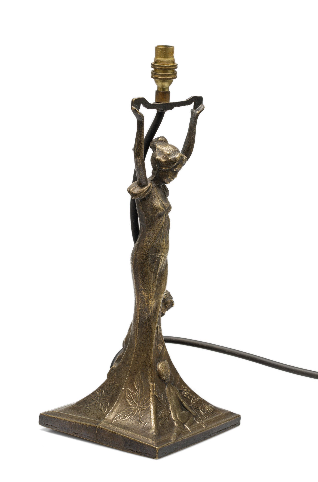 Art Deco Transitional Bronze Figural Table Lamp with Maiden & Children at Play (Code 2564)