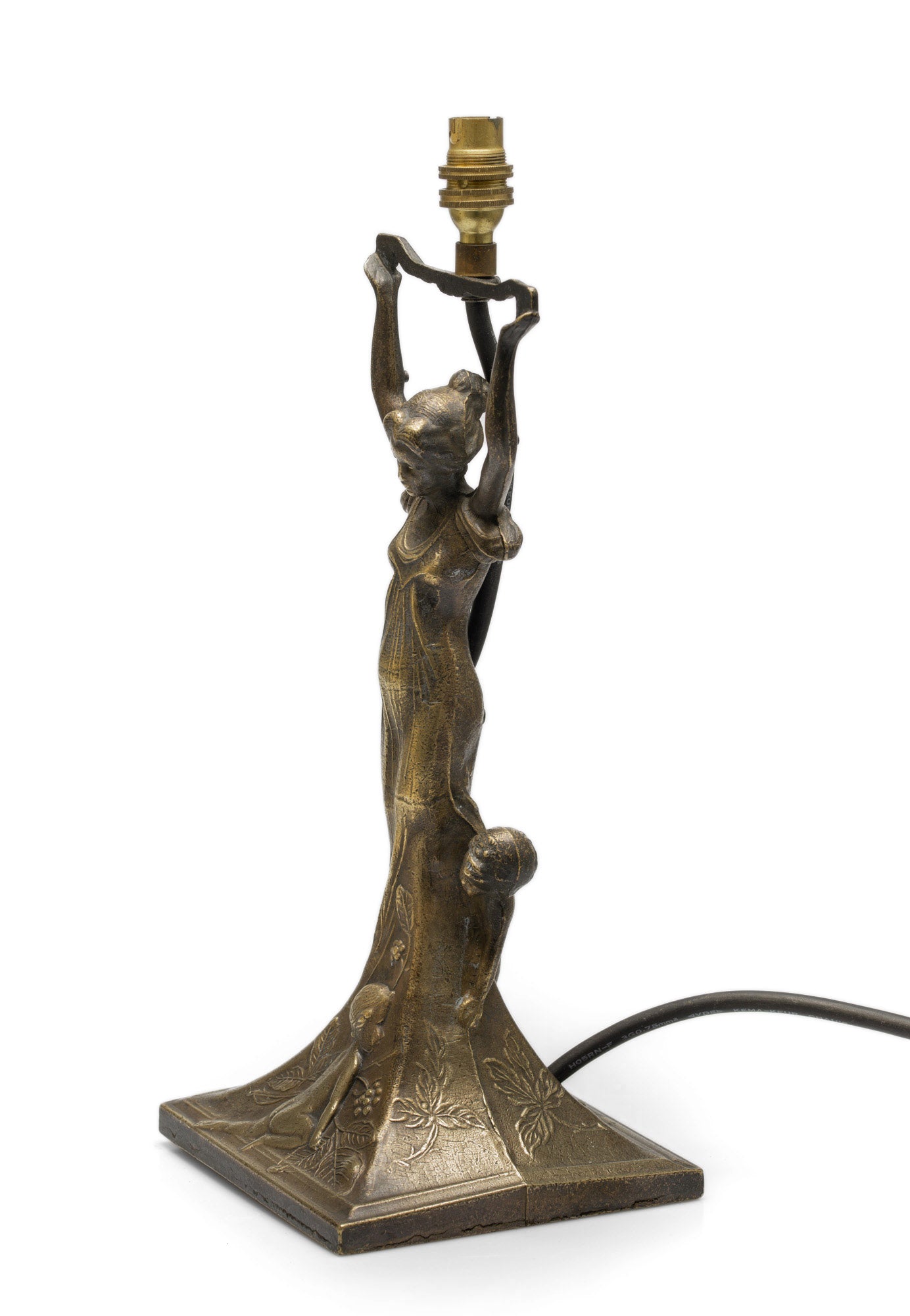 Art Deco Transitional Bronze Figural Table Lamp with Maiden & Children at Play (Code 2564)